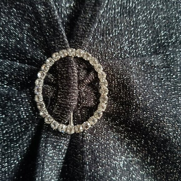 L✨Vintage Alia Sweater Black Grey Sparkly Top Blouse Closure with a Rhinestone - Picture 6 of 9